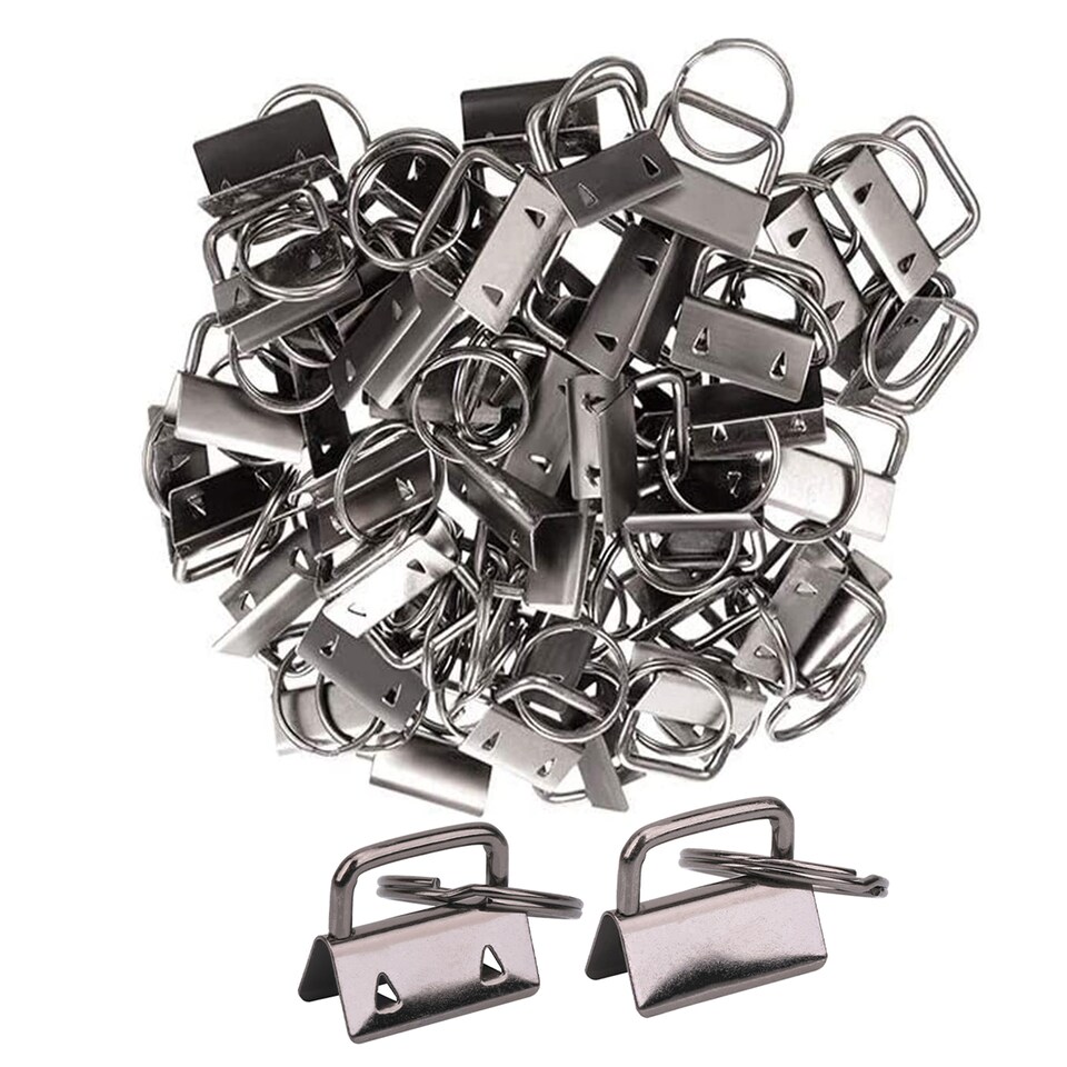 image 1 of 25mm Lanyard Keychain Hardware Fob Key Ring with Ring Clamps - 5pcs