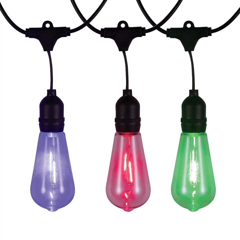 image 1 of TCP LED Festoon Lights,  10M Multi Coloured Outdoor & Indoor Lighting, ST64 E27 RGB Mains Powered