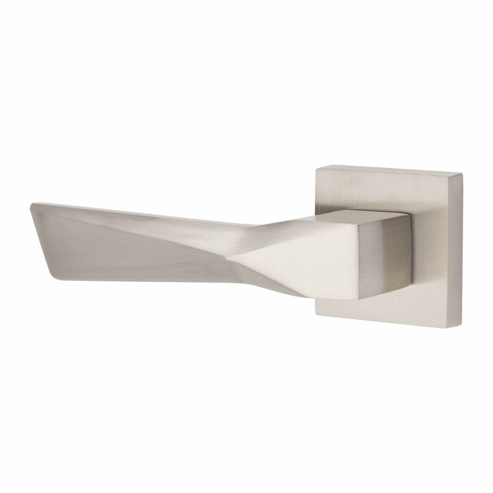 image 1 of Golden Grace Modern Aura Euro Lock Door Handles in Satin Nickel Finish with 70mm Key and Barrell Grey
