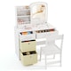 image 7 of COSTWAY Kids Vanity Set Princess Makeup Desk and Chair White