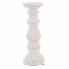 Small Column Candle Holder - Ceramic - L12 x W12 x H31 cm - Matt White White