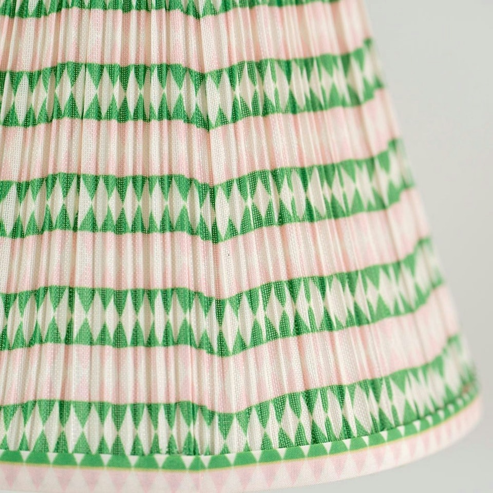 image 1 of ValueLights Riza Tapered Pink Aztec Fabric Pleated Easy Fit Small Lamp Shade