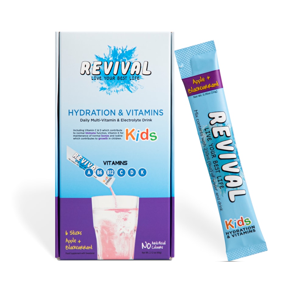 image 1 of Revival KIDS - Daily Multi-Vitamin & Electrolyte Drink - Apple & Blackcurrant 6 pack
