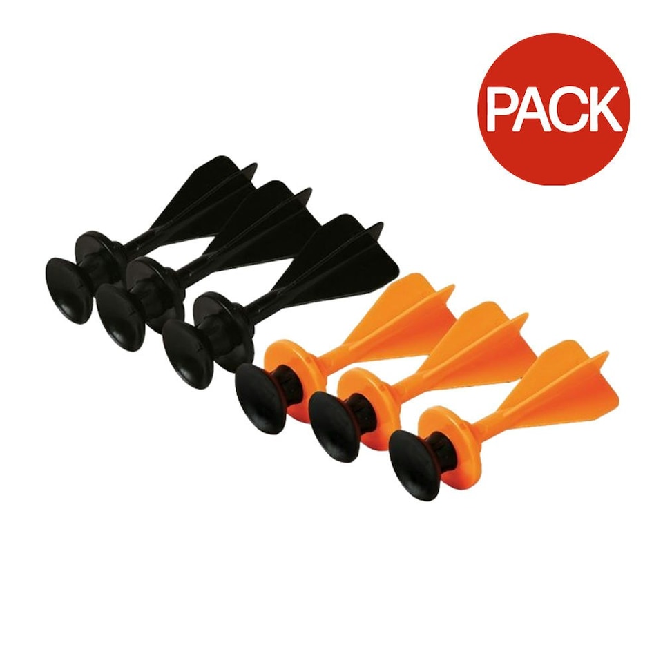 Petron Stealth Spare Sucker Darts (Pack of 6) - Black/Orange - One Size