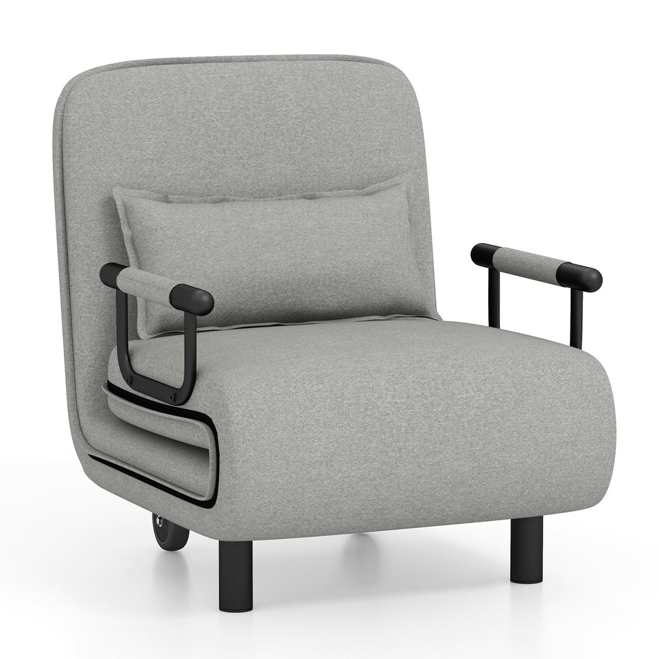 image 1 of COSTWAY 3-in-1 Convertible Sofa Bed Sleeper Chair Grey Grey