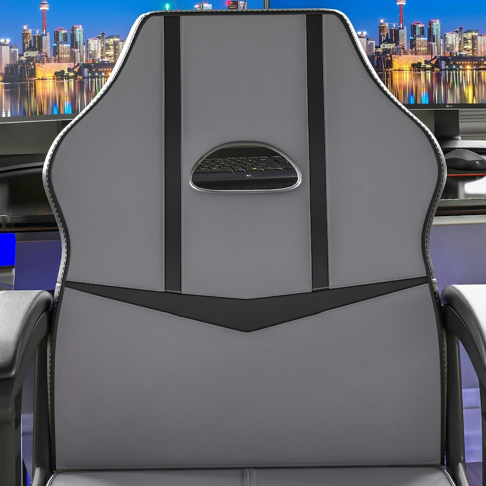 image 1 of Vida Designs Comet Racing Gaming Office Chair Computer Desk Table Chair, Grey & Black