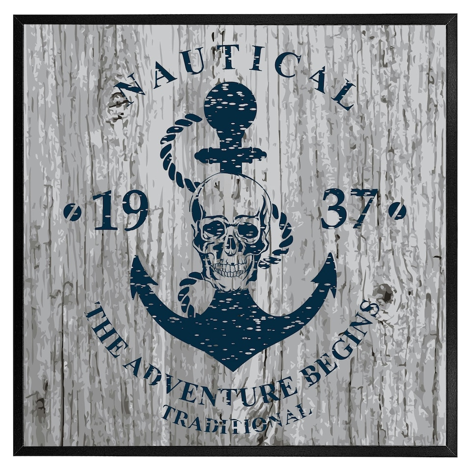 image 1 of Anchor print on wood (Picture Frame) Brown | XL