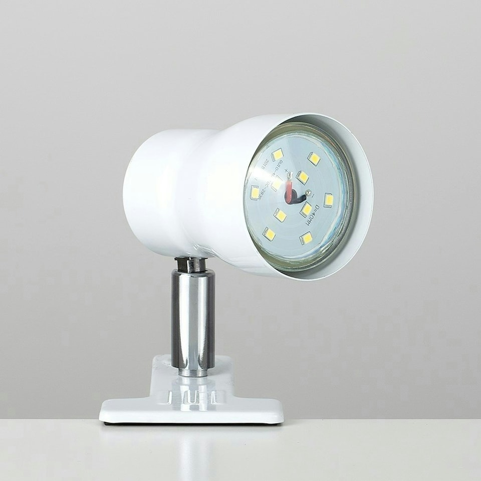 image 1 of ValueLights Adjustable Clamp On Desk Lamp Spotlight In Gloss White Finish