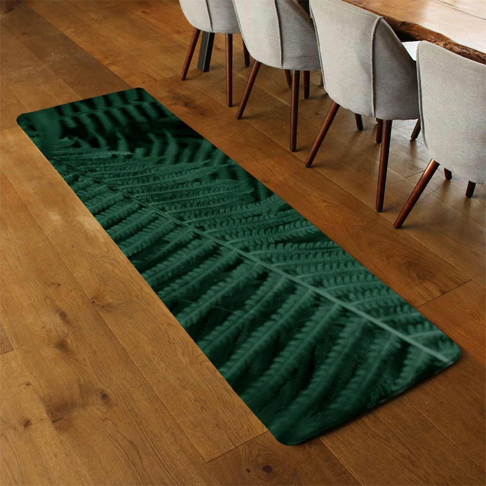 image 1 of Deep green fern leaves texture. Fern in the forest. Plants background. Biophilia trend Designer (Runner Rug)