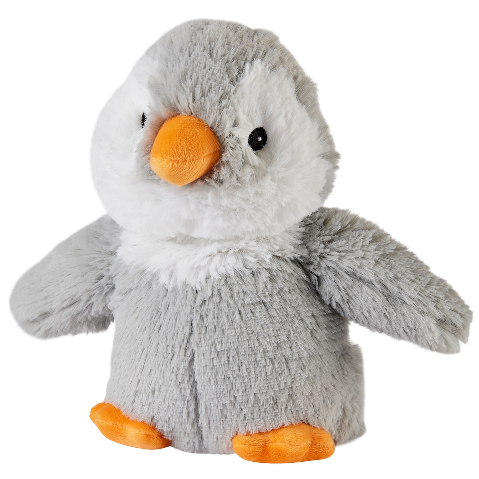 image 1 of Warmies Plush Grey Penguin Microwavable, French Lavender Scented and Weighted, Hot or Cold Soft Toy for Relaxation and Warm Relief, Suitable for All Ages