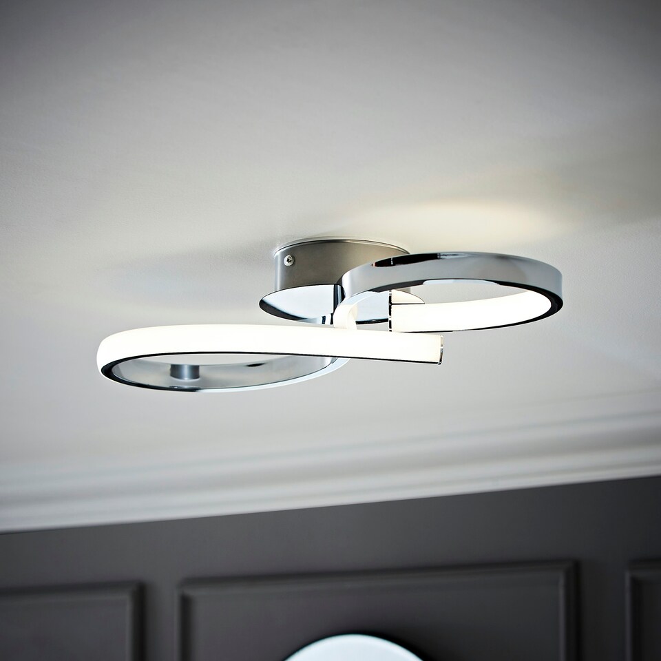 image 1 of ValueLights Infinity Chrome Swirl Integrated LED Ceiling Light