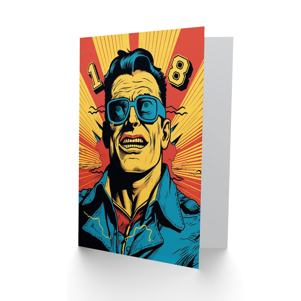 image 1 of Retro Comic Super Hero Age 18 Year Old 18th Him Birthday Card