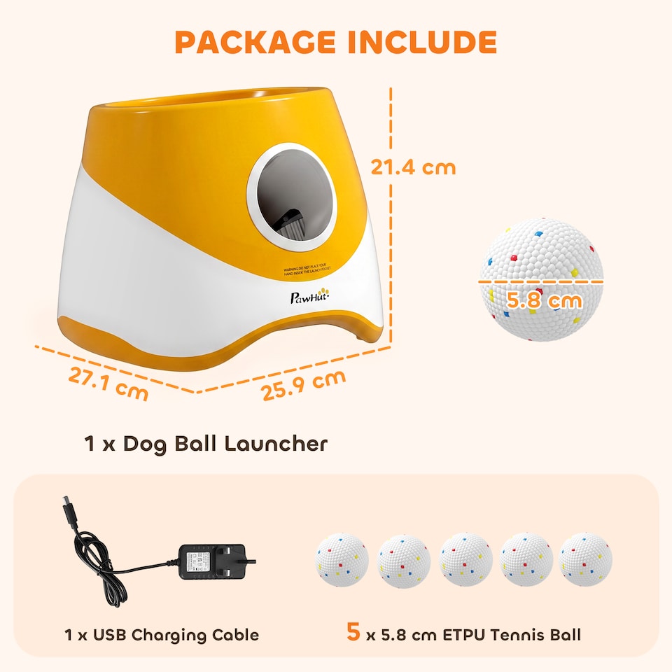 image 1 of PawHut Automatic Dog Ball Launcher with 5 ETPU Balls