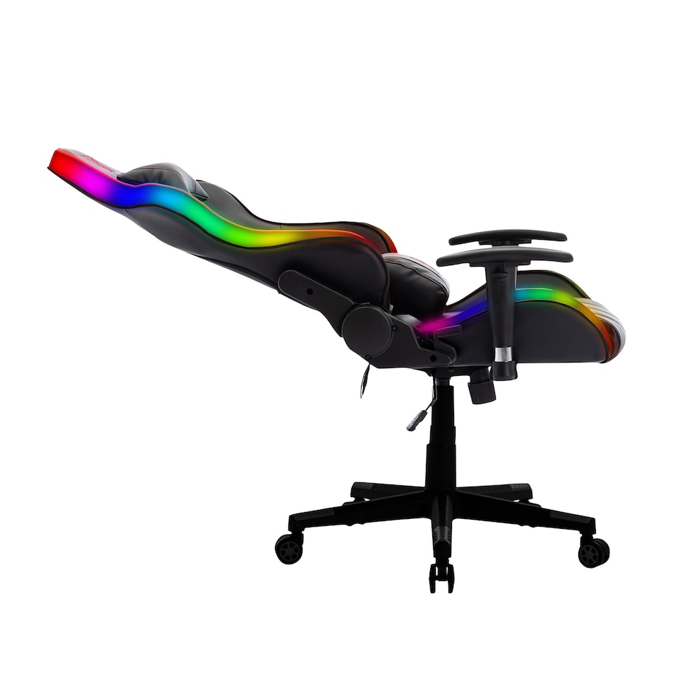 image 1 of Neo Black Leather Gaming Chair with LED Lights