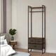 image 6 of Industrial Hall Tree Coat Rack With 3 Fabric Drawers Brown One Size