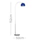 image 5 of ValueLights Polished Chrome Curved Stem Floor Lamp With Gloss Navy Metal Dome Light Shade | Blue