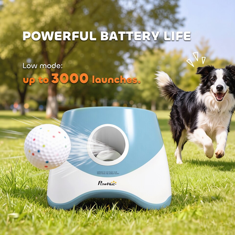 image 1 of PawHut Automatic Dog Ball Launcher with 5 ETPU Balls