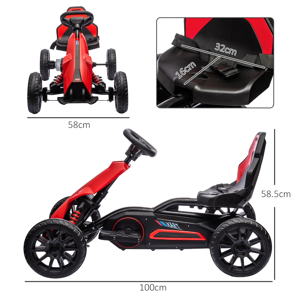 image 1 of HOMCOM 12V Electric Go Kart w/ Forward Reversing 2 Speeds for 3-8 Yrs - Red