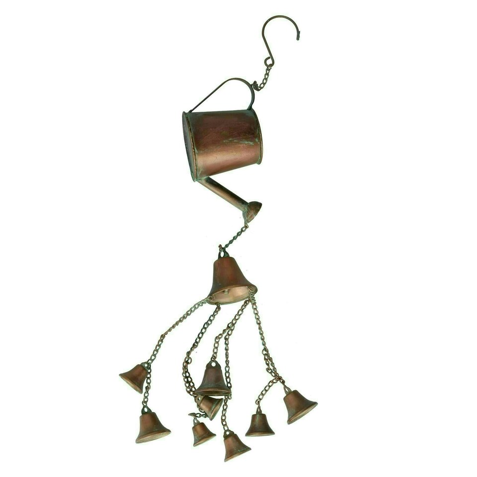 image 1 of Watering Can Wind Chime Bell Hanging Garden Yard Ornament Decoration Metal