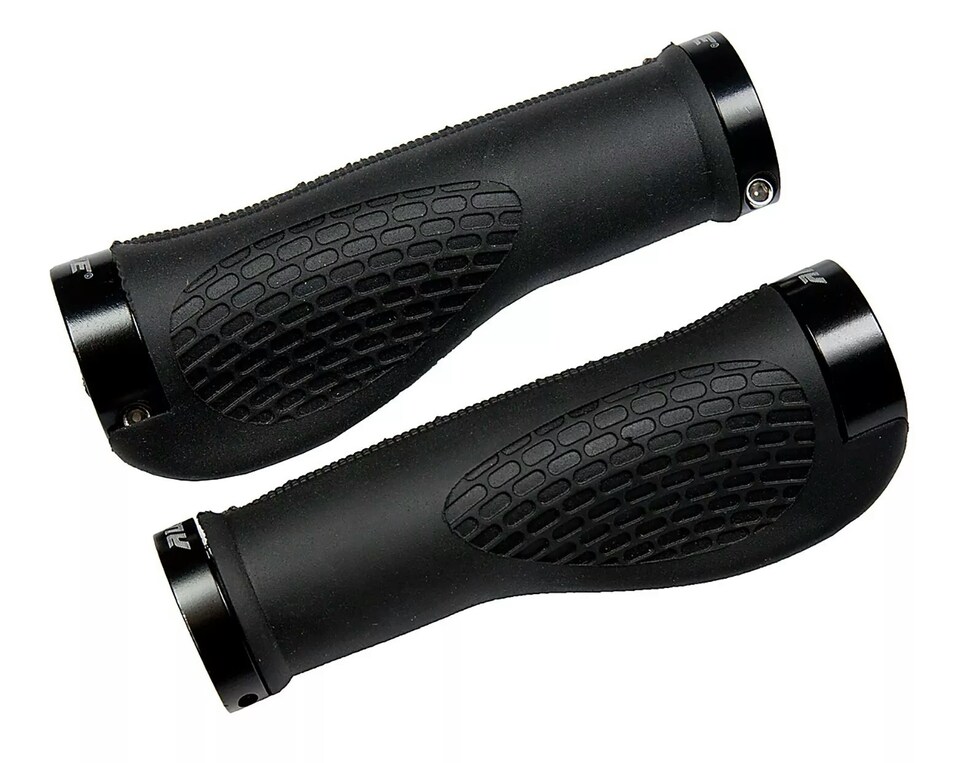 image 1 of AWE AWEGrip Alloy BMX Bike Ergonomic Black Handlebar Locking Grips + End Caps