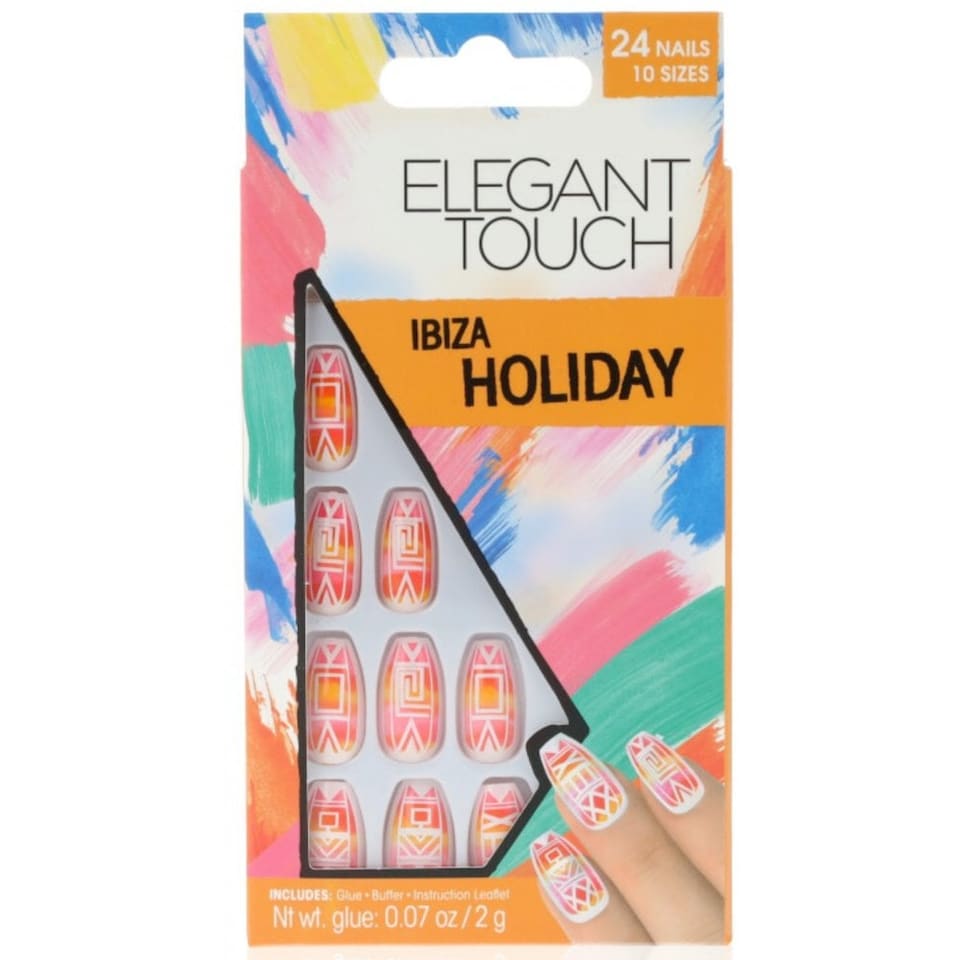 Elegant Touch Ibiza Holiday False Nails 24pc with Glue and Buffer