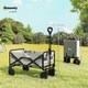 image 3 of Outsunny Folding Outdoor Storage Trolley Cart Bag Telescopic Handle Brakes Grey