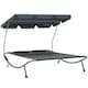 image 1 of Outsunny Garden Double Hammock Sun Lounger Day Bed Canopy w/ 2 Pillows Grey | Light Grey