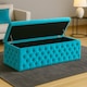 image 2 of 150cm Wide Lux Ottoman Storage Box, Teal Velvet Upholstered Chesterfield Storage Ottoman Box