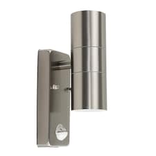 ValueLights Pair Of Silver Up Down Outdoor PIR Motion Sensor Outdoor Wall Lights