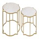 image 2 of Interiors by Premier Set Of 2 Tables With Quatrefoil Top, Brass Finish Bedside Table, Sleek Gold Metallic Nesting Table White