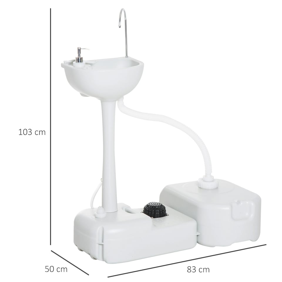 image 1 of Outsunny 24L Portable Portable Hand wash Sink Washing Basin Water Tank