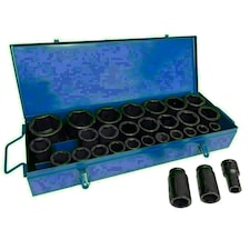 3/4in Drive Deep Metric Impact Impacted Socket Set 6 Sided 19mm - 65mm 29pc