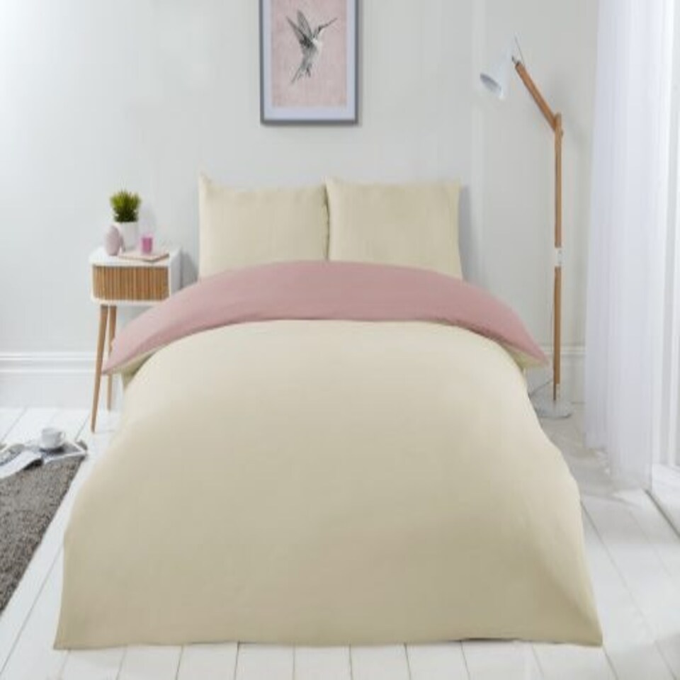 image 1 of Brights Reversible Duvet Single Bed CreamBlush