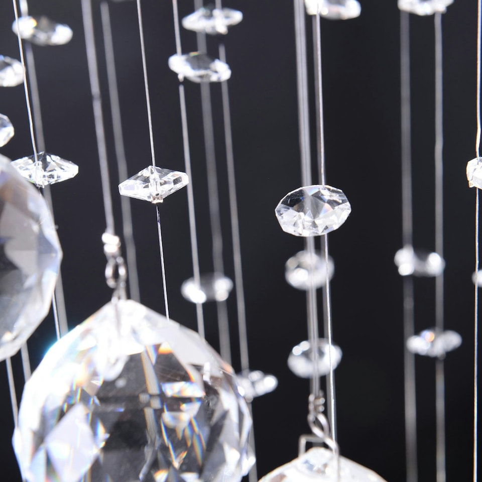 image 1 of HOMCOM Modern Crystal Droplet Ceiling Light Stainless Steel Bedroom Hallway