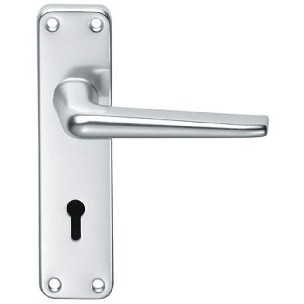 Loops PAIR Straight Tapered Handle on Lock Backplate 152 x 41mm Satin Aluminium