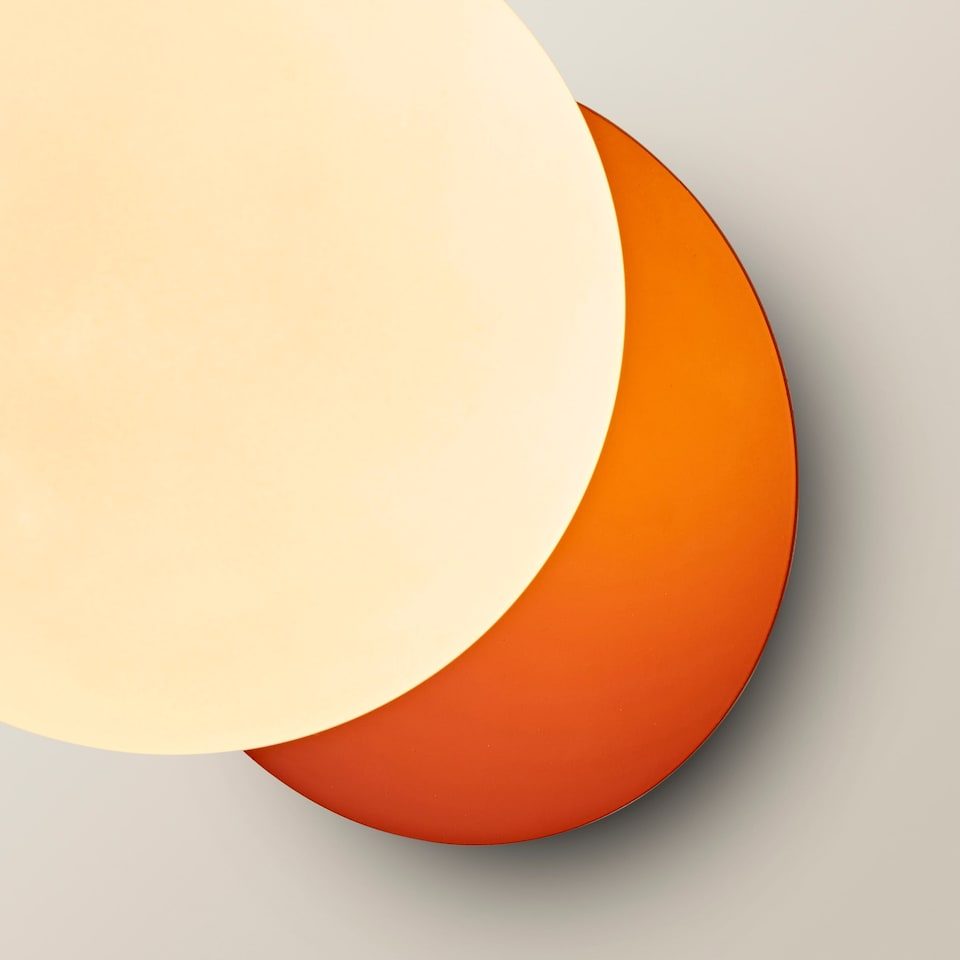 image 1 of ValueLights Darla Rust Frosted Globe Bathroom Wall Light & Bulb | Orange