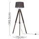 image 5 of ValueLights Clipper Wood and Silver Chrome Tripod Floor Lamp with Grey Tapered Shade - Complete with 6w LED GLS Bulb In Warm White | Grey