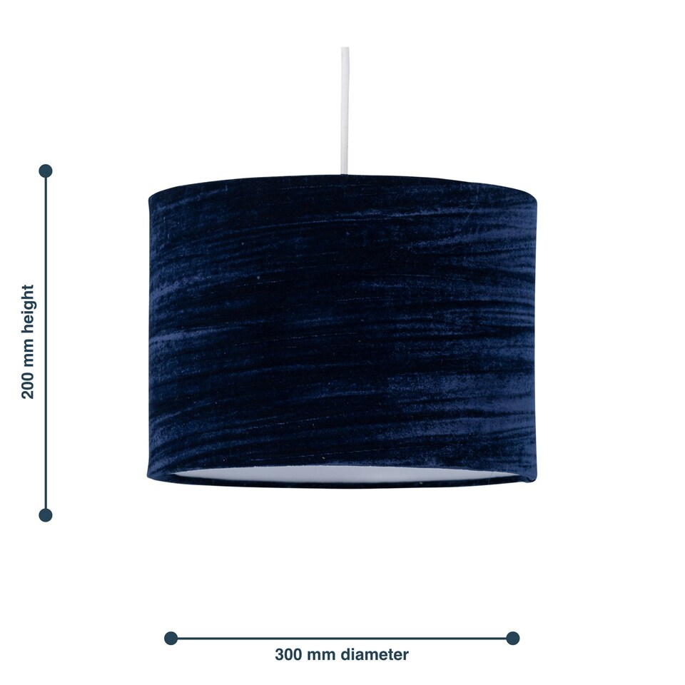 image 1 of Navy Blue Crushed Velvet 30cm Pendant Lightshade Blue
