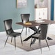 image 9 of Set of 4 New York Modern Velvet Dining Chairs with High Back, Black Metal Legs | Grey | Gold End Tips