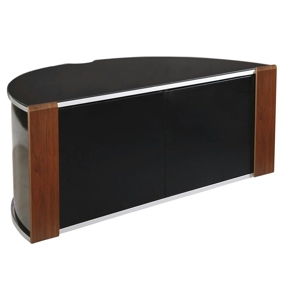 image 1 of MDA Designs Sirius 850 Remote Friendly Beam Thru Glass Door Gloss Black with Walnut/Oak Reversible Panels  for TVs up to 40" LCD/Plasma/LED Cabinet TV Stand | Multi | 1