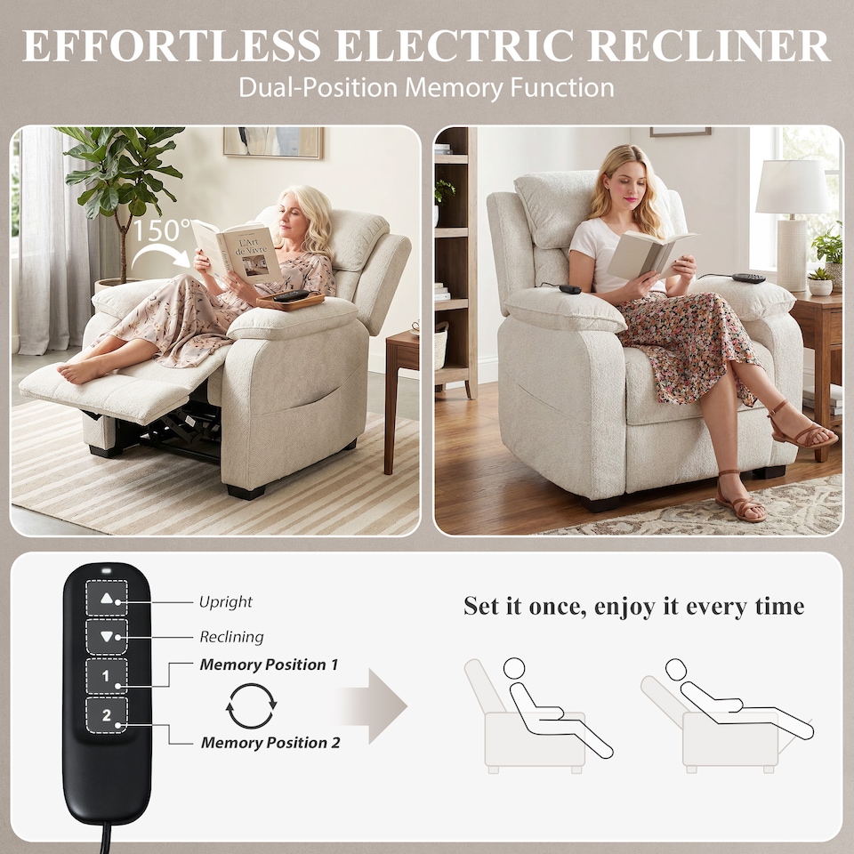 image 1 of HOMCOM Power Recliner Chair with Massage and Heat, Spring Seat