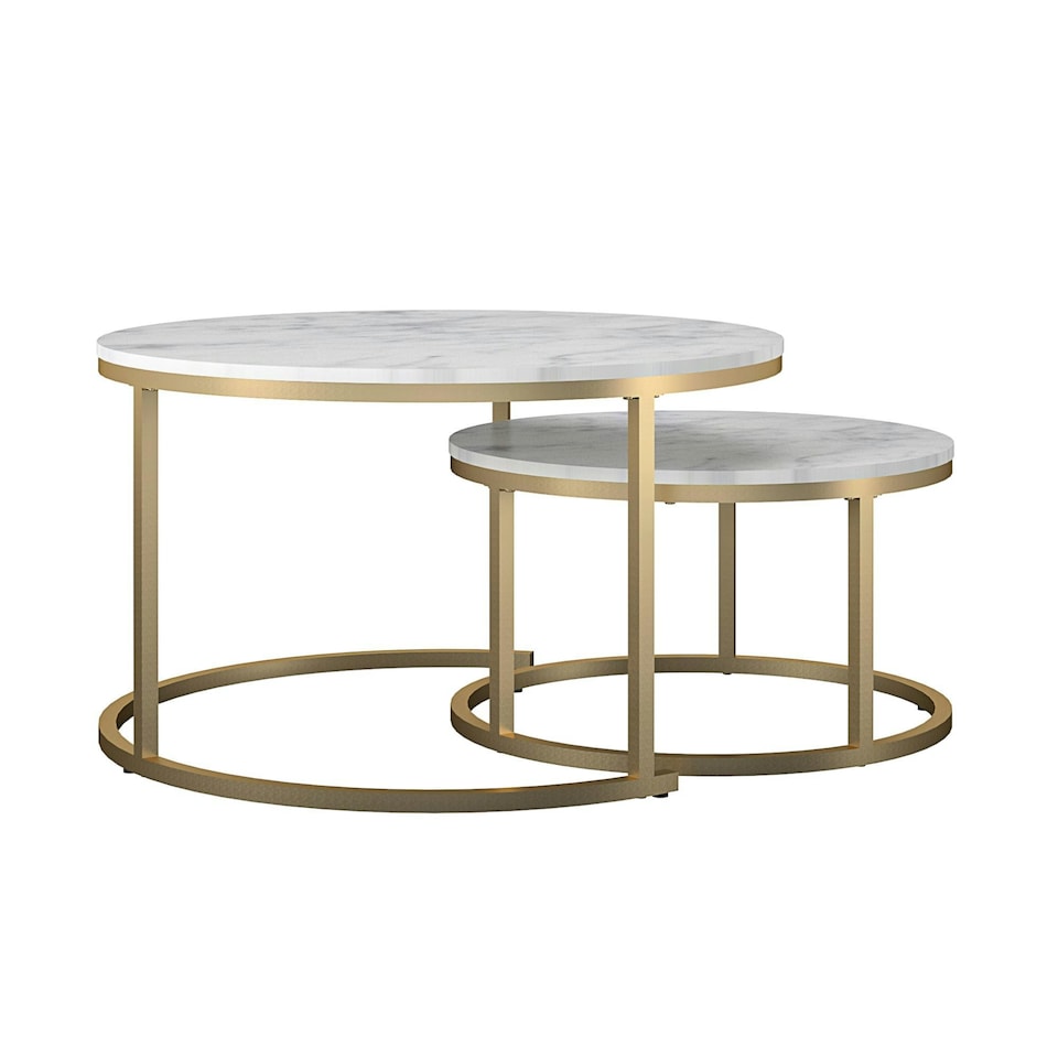 image 1 of Amelia Nesting Coffee Tables White Marble White | Marble white
