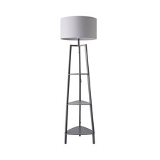 ValueLights Hiru Grey 3 Tier Shelf Floor Lamp Grey Shade | Grey