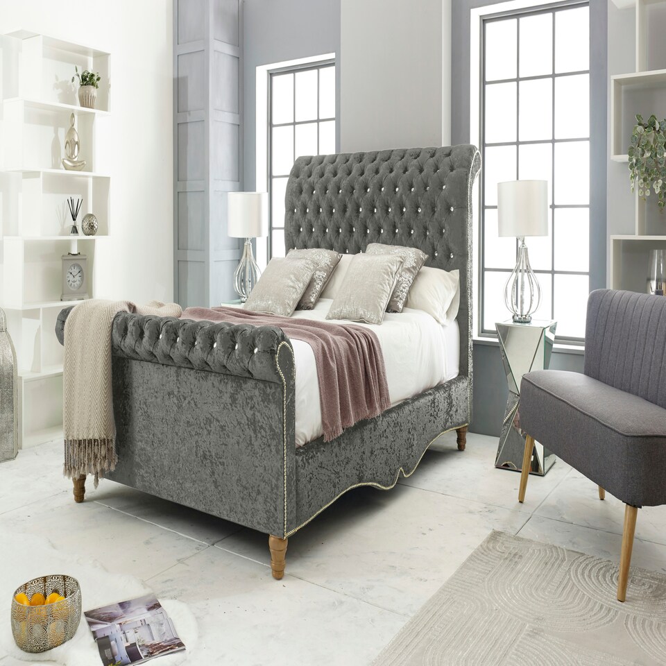 Epsol Crush Single Bed Frame - Silver