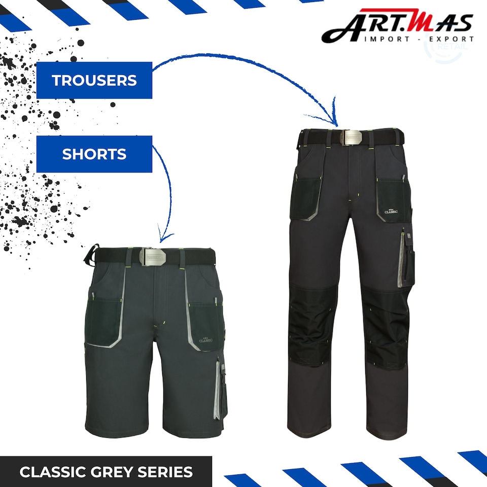 image 1 of Artmas Classic Grey Protective Work Trousers, 9 Storage Pockets, Knee Pad Sections, 260gsm (28/30 Inch - 46 EU)