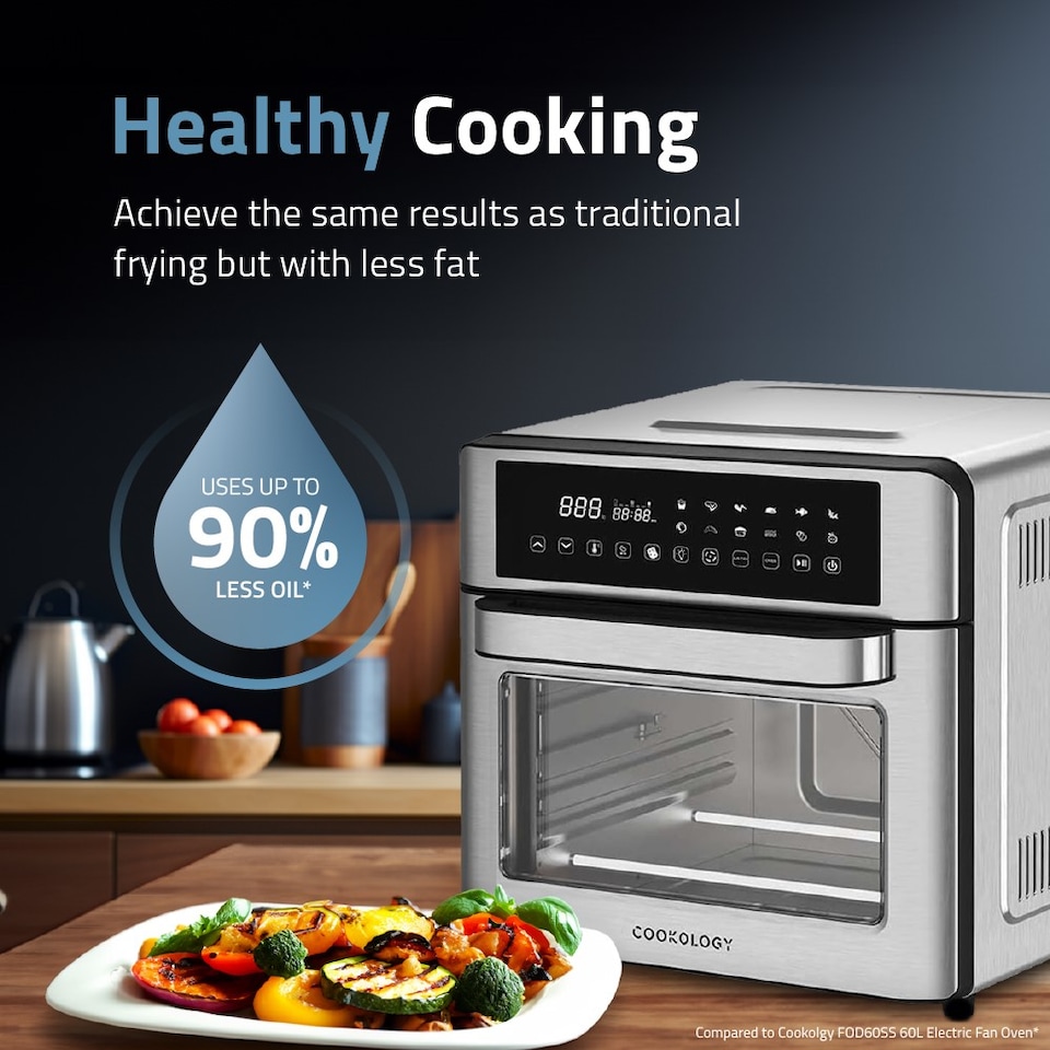 image 1 of Cookology 25L Air Fryer Oven with Touch Controls - CAF250DI Stainless Steel