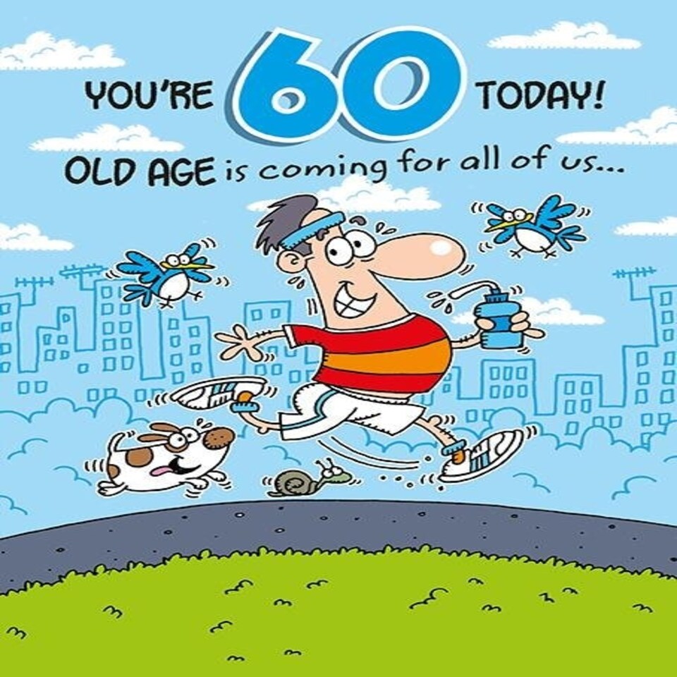 Words 'n' Wishes Traditional Age 60 Birthday Card for a Male,  60th Birthday Card Milestone for Him, Multi-Coloured 23.5 x 16.5 cms