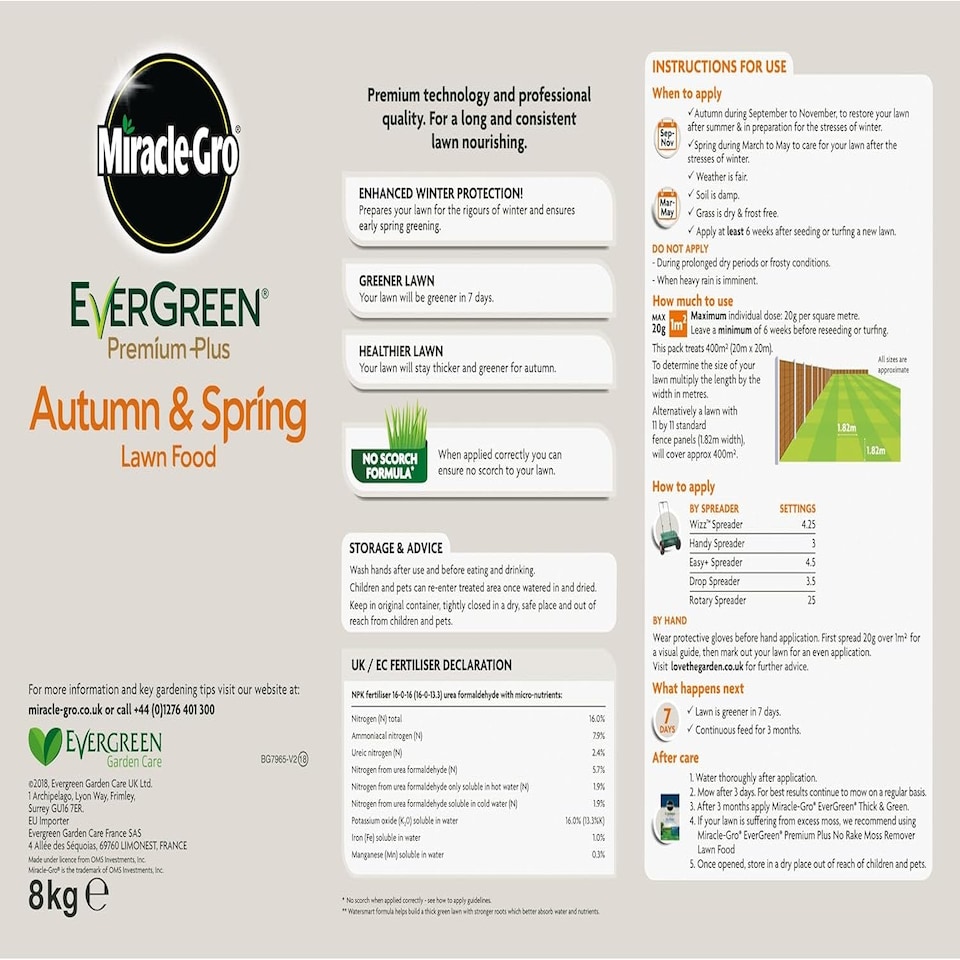 image 1 of Miracle-Gro EverGreen Lawn Food 8kg - 400m²