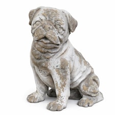 Weathered Stone Pug Dog Home & Garden Statue