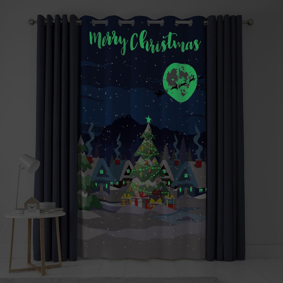 image 1 of Bedlam Glow In The Dark Eyelet Single Panel Door Curtain Multi